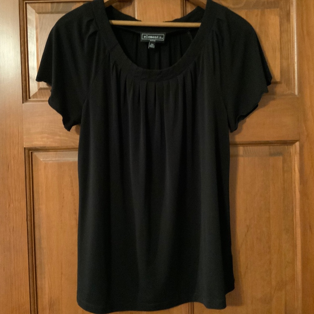 elementz Short Sleeve Petite Top, MP, Black